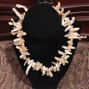 Ivory bone necklace silver clasp closure